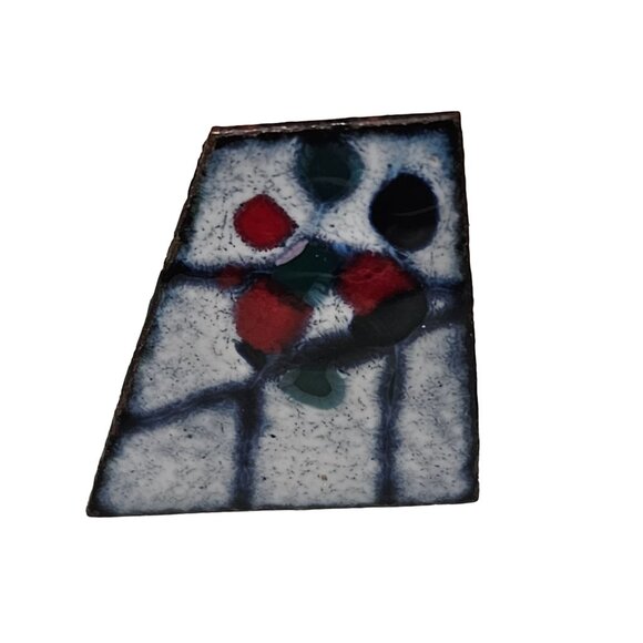 Vintage Mid Century Modern Abstract Art Deco Enamel Clip On Earrings Geometric - Picture 2 of 5